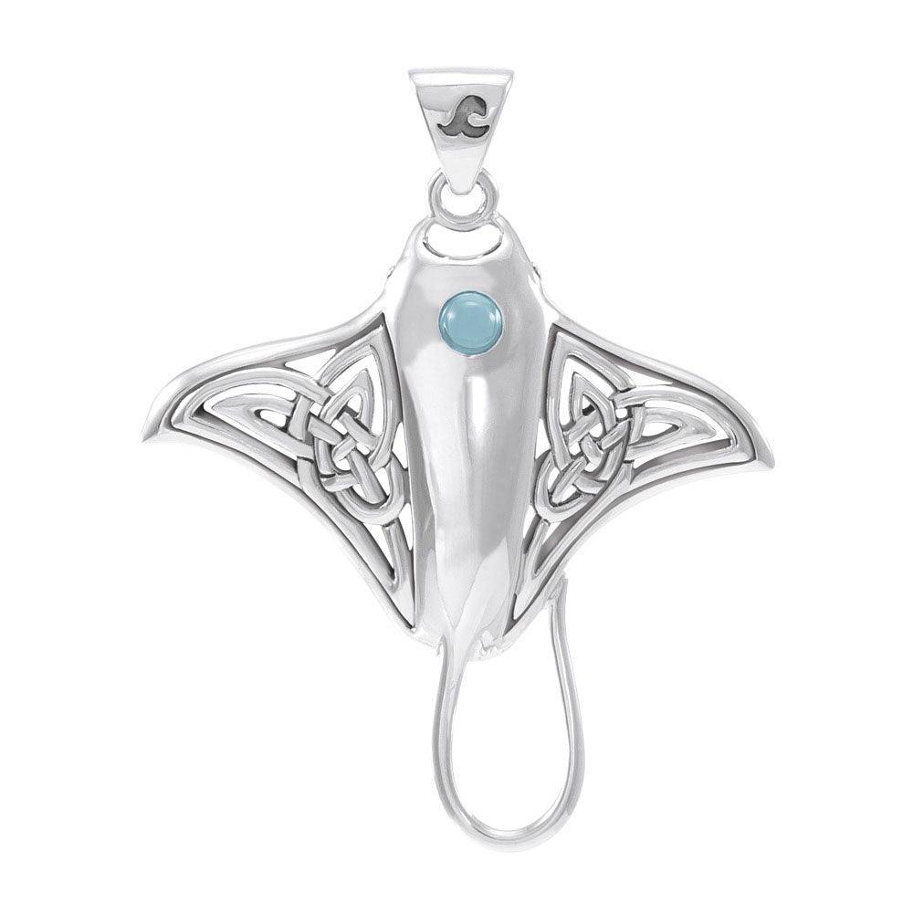 Grant the positive energy ~ Sterling Silver Manta Ray Pendant Jewelry with Gemstone TPD072 - peterstone.dropshipping