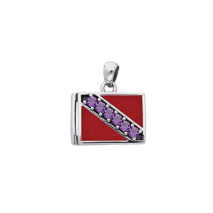 Dive Flag Silver Pendant with Gemstone TPD074