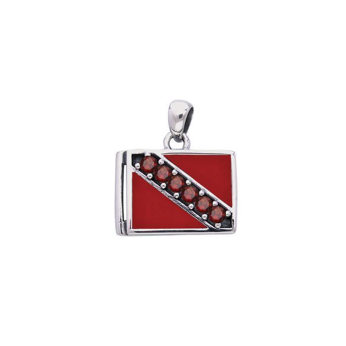 Dive Flag Silver Pendant with Gemstone TPD074