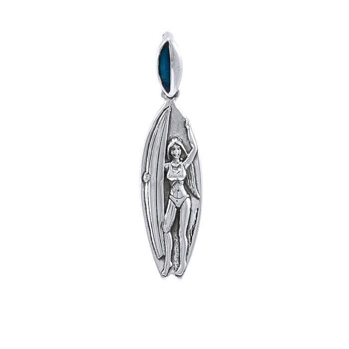 Surfgirl Surfboard Sterling Silver Pendant TPD081 - Pendants
