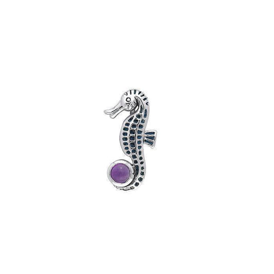 Seahorse and Gem Silver Pendant TPD083