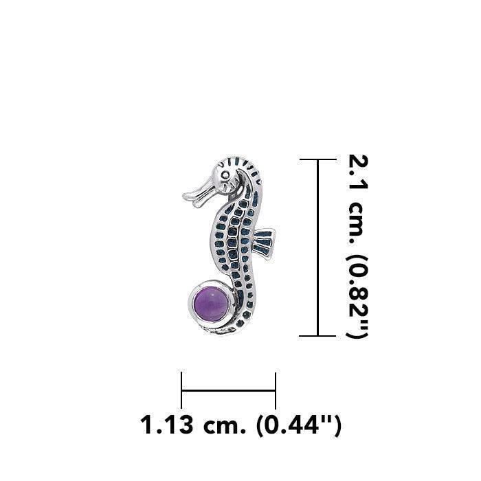 Seahorse and Gem Silver Pendant TPD083