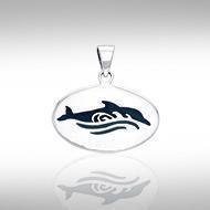 Dolphin and Waves Silver Pendant TPD1022
