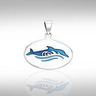 Dolphin and Waves Silver Pendant TPD1022