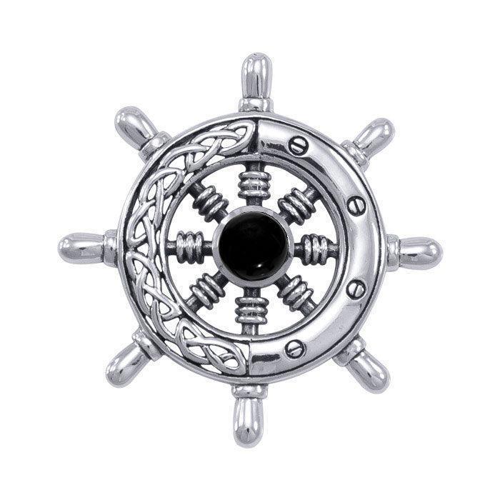 Wherever the Celtic ship wheel goes ~ Sterling Silver Small Pendant with Gemstone TPD1028