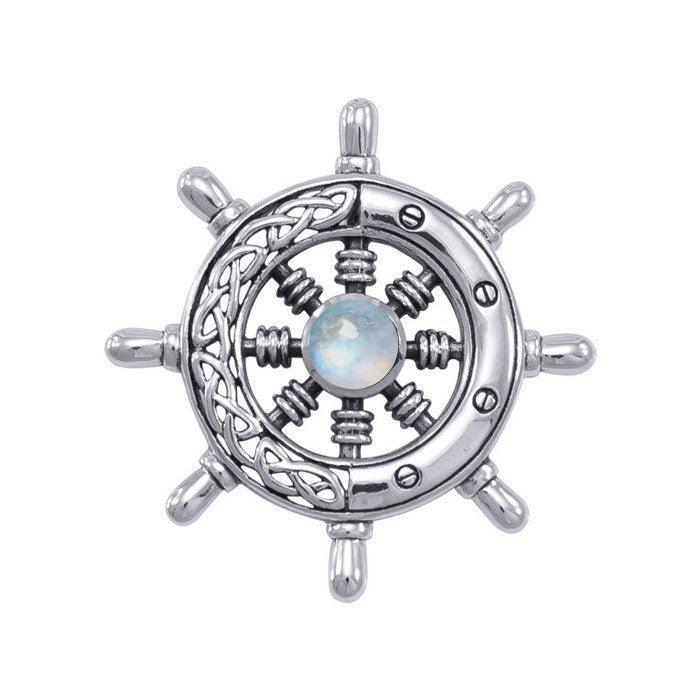 Wherever the Celtic ship wheel goes ~ Sterling Silver Small Pendant with Gemstone TPD1028