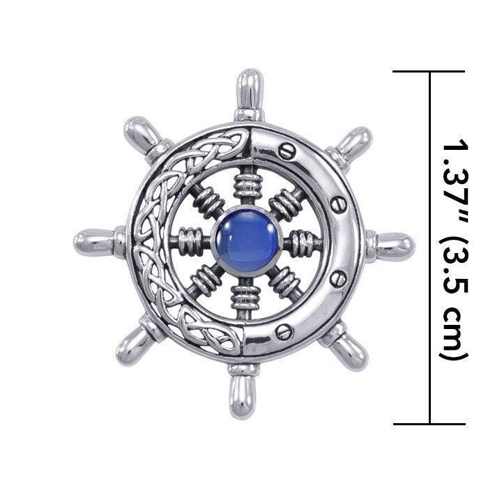 Wherever the Celtic ship wheel goes ~ Sterling Silver Small Pendant with Gemstone TPD1028