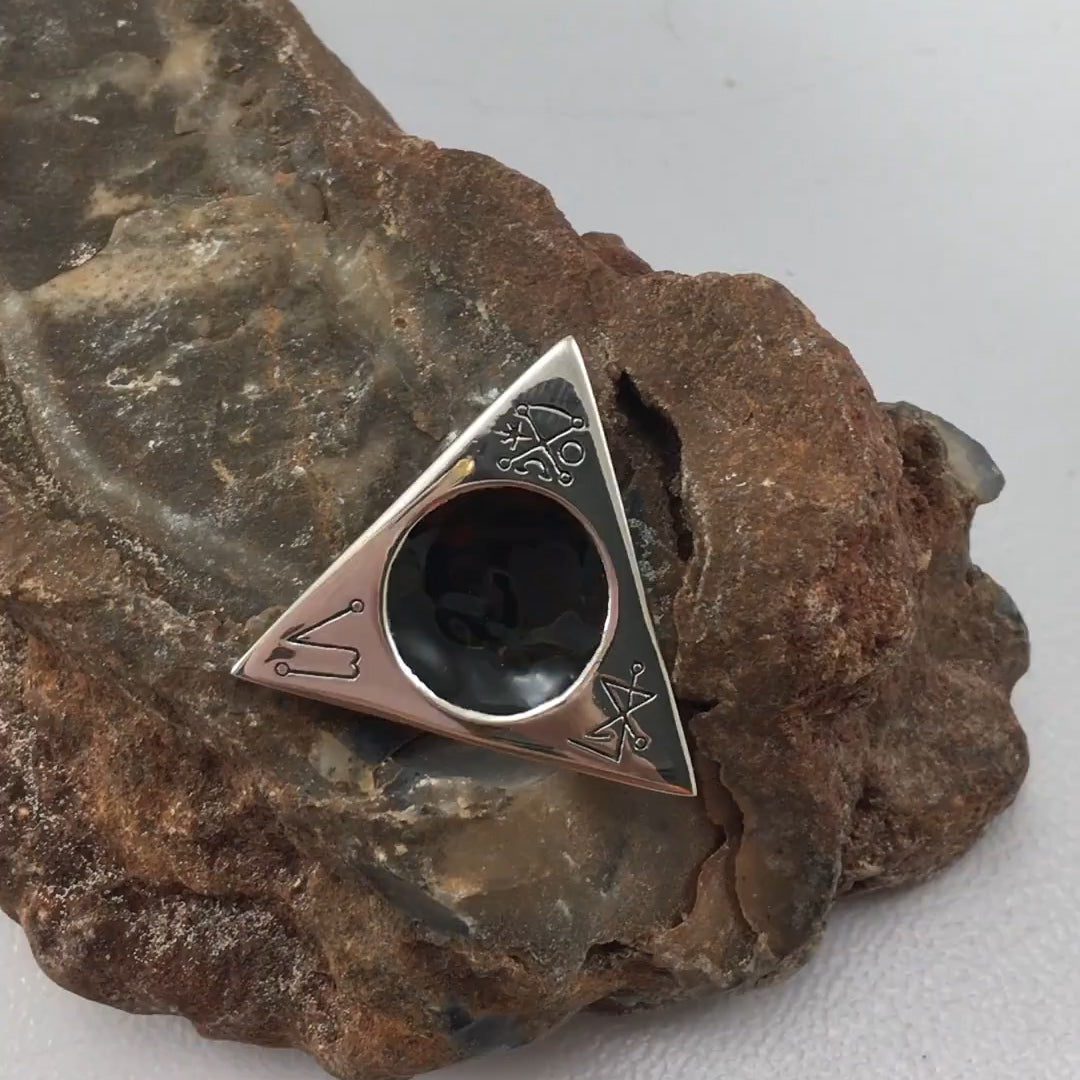 Invoking Triangle Sterling Silver Pendant with Enamel by Oberon Zell TPD1066