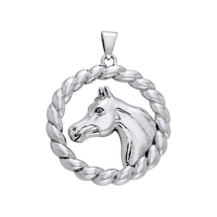 The Courageous Arabian Horse ~ Sterling Silver Rope Braid Pendant Jewelry TPD1082
