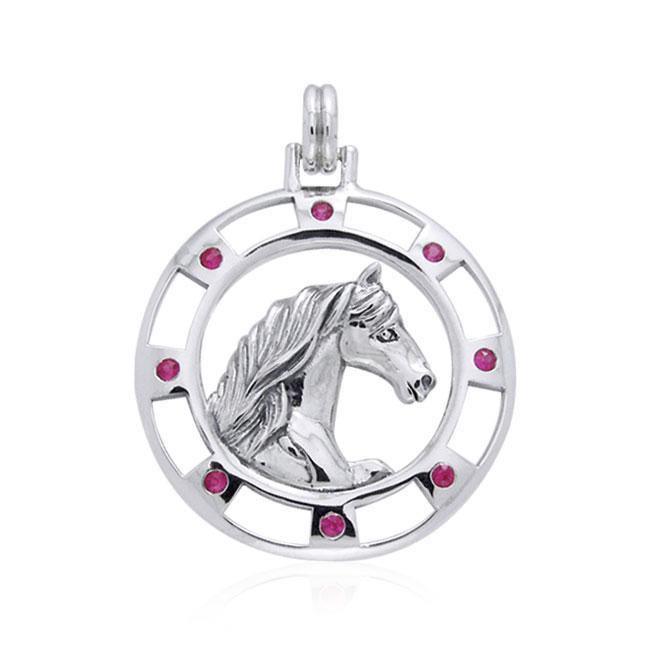 Friesian Horse Sterling Silver and Gems Pendant TPD1084