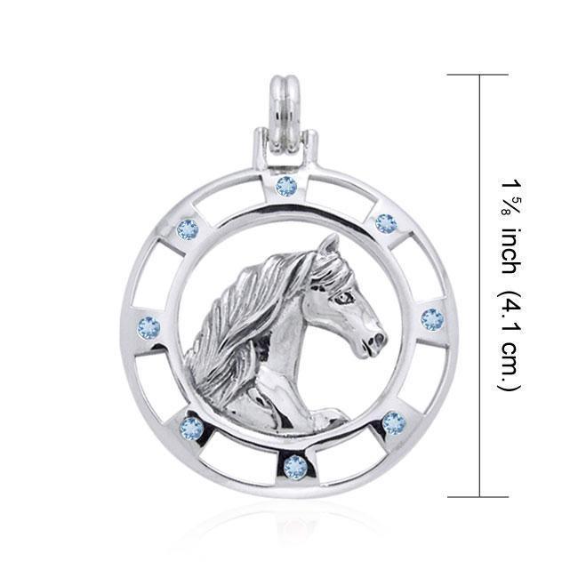 Friesian Horse and Gems Silver Pendant TPD1084