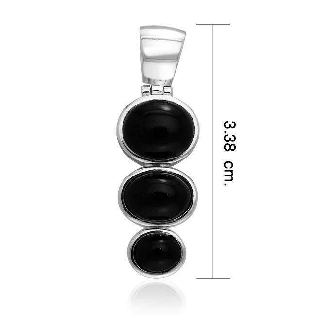 Round Tiered Cabochon Silver Pendant TPD111