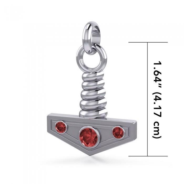 Thor's Hammer with Gems Silver Pendant TPD1117