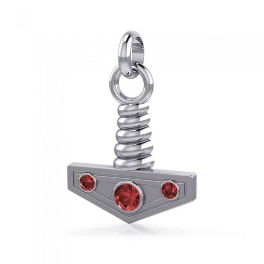 Thor's Hammer with Gems Silver Pendant TPD1117