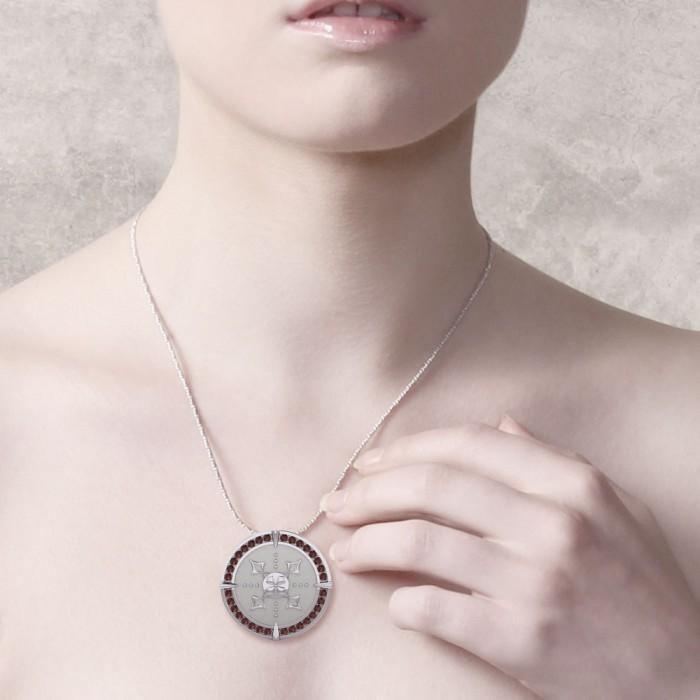 Viking Warrior Shield of Inspiration ~ Sterling Silver Pendant Jewelry with Garnet Gemstones TPD1189