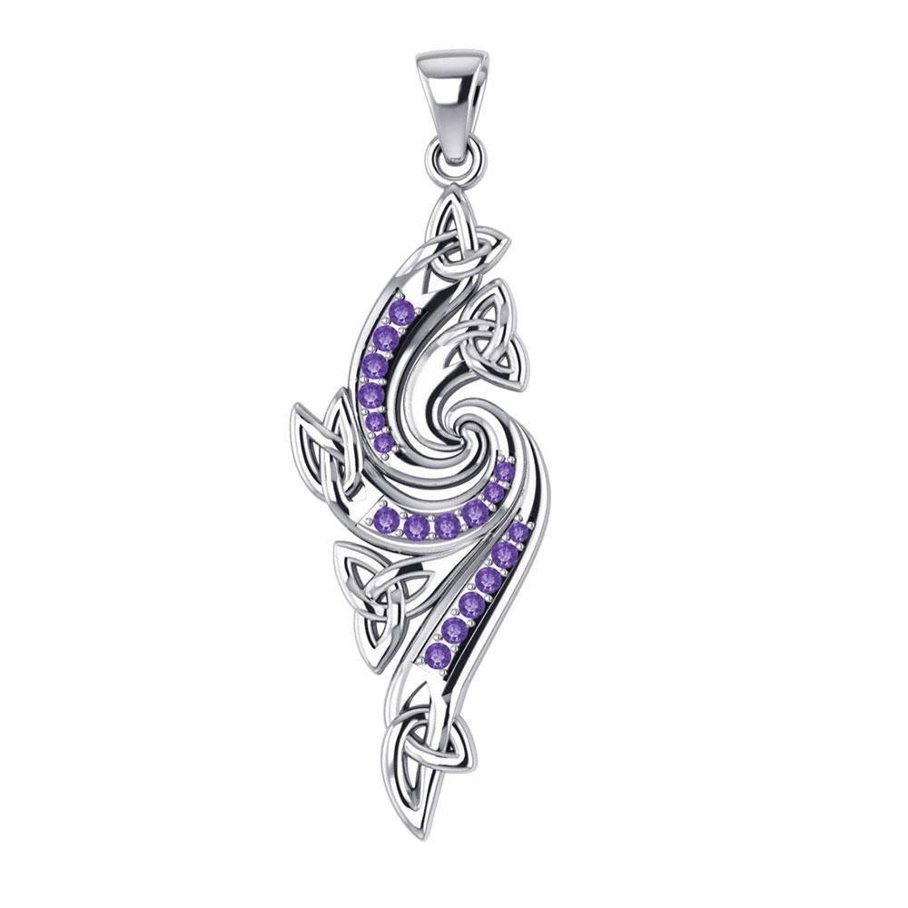 A meaningful elegance of the Trinity ~ Sterling Silver Celtic Triquetra Pendant Jewelry with Gemstone TPD1272