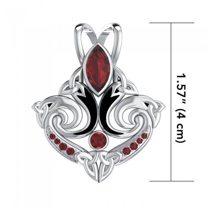 A manifestation of the marvelous Trinity ~ Sterling Silver Celtic Triquetra Pendant Jewelry with Gemstone TPD1273