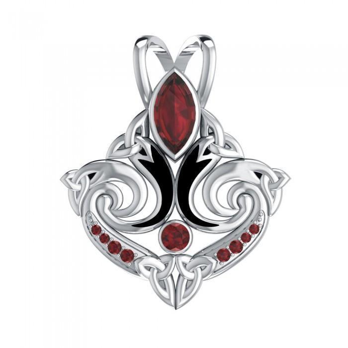 A manifestation of the marvelous Trinity ~ Sterling Silver Celtic Triquetra Pendant Jewelry with Gemstone TPD1273