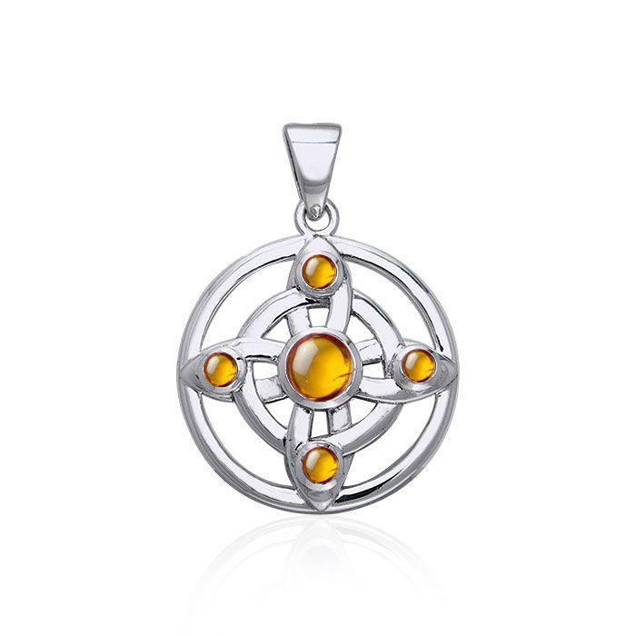 Elemental Wheel Of Being Silver Pendant with Gemstone TPD128