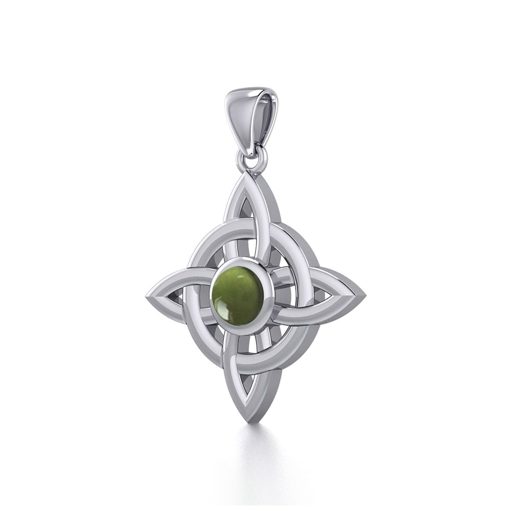 Celtic Knotwork Wheel of Being Sterling Silver Pendant with Gemstone TPD130