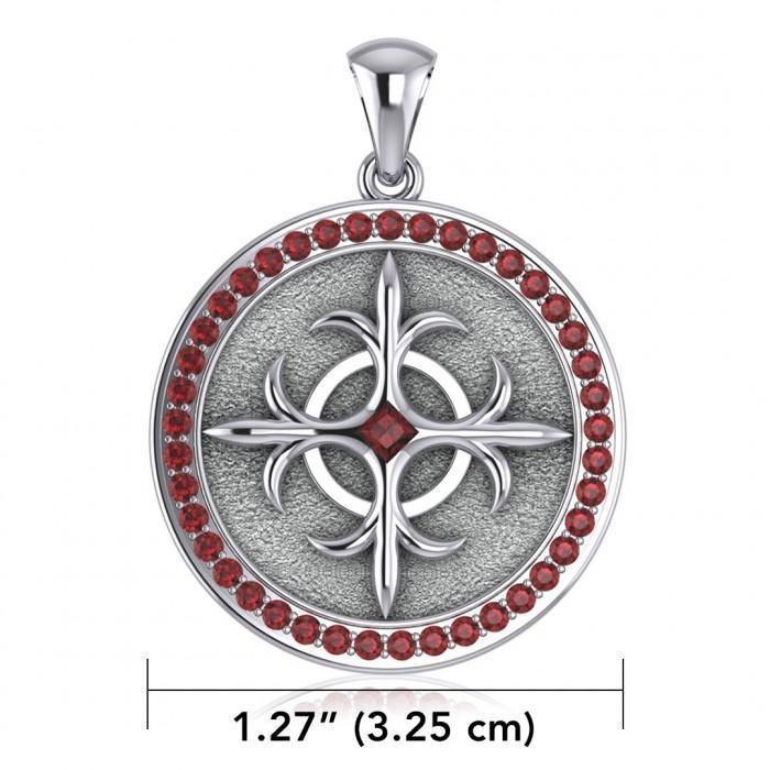 A marvelous manifestation of strength Silver Viking Shield Pendant with Gemstone TPD1326