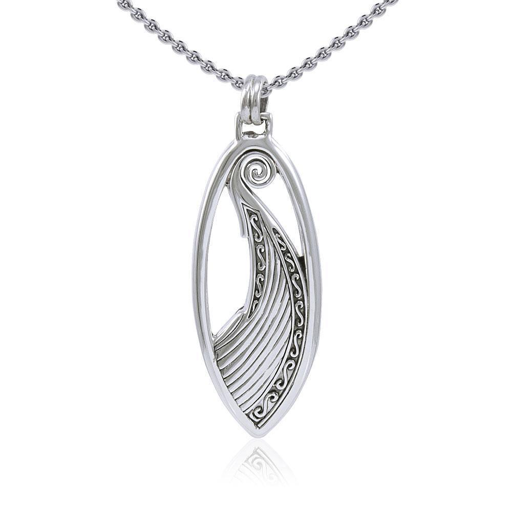 Viking Wave Shield Sterling Silver Pendant TPD1654