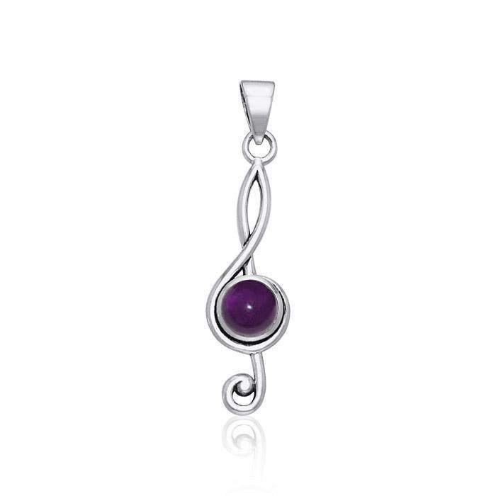 Music Clef Cabochon Gemstone Pendant TPD1719