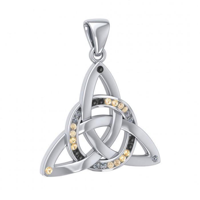 Celtic Knotwork Trinity Silver Pendant and Gemstones TPD1810