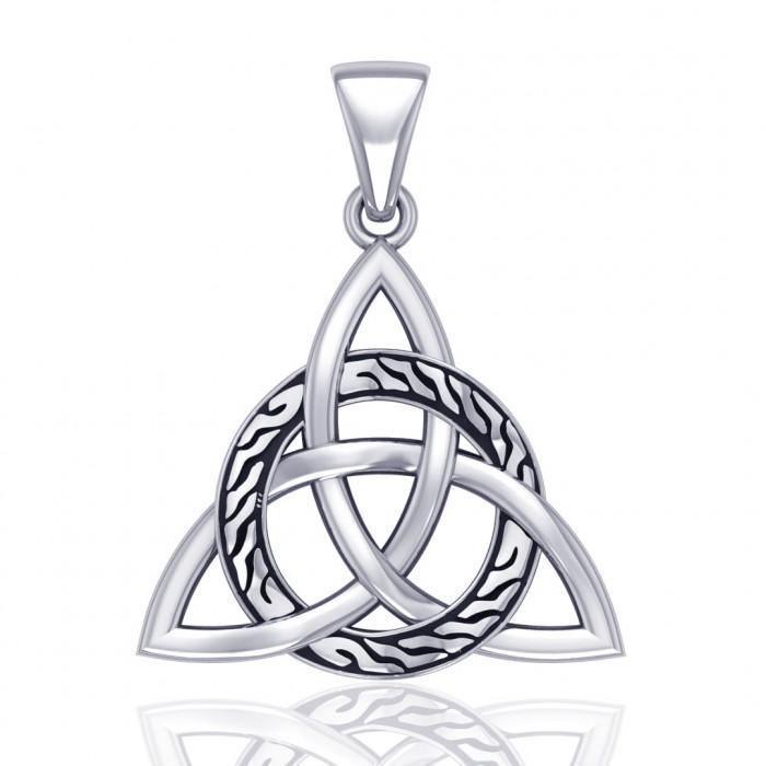 Celtic Trinity Triquetra with Braid Silver Pendant TPD1813