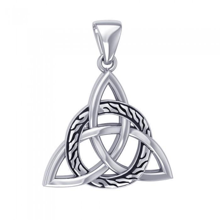 Celtic Trinity Triquetra with Braid Silver Pendant TPD1813