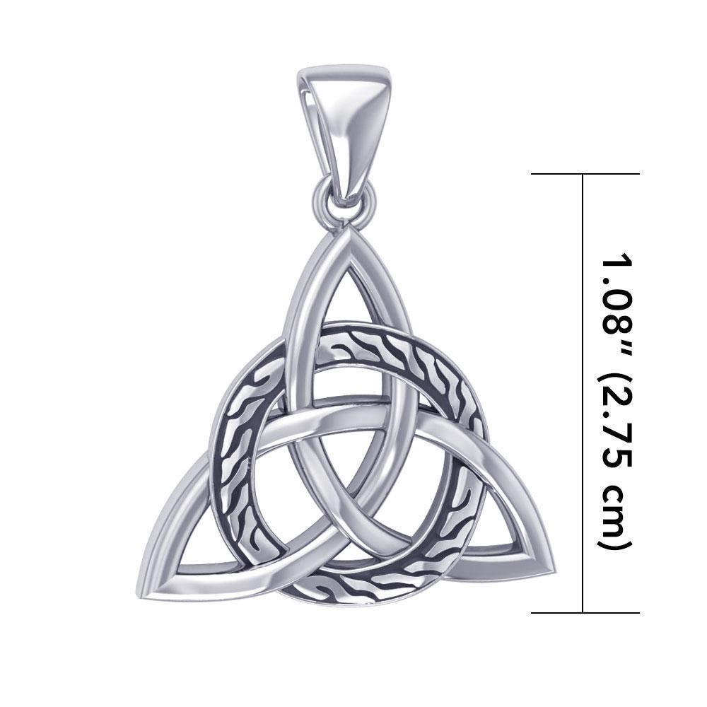Celtic Trinity Triquetra with Braid Silver Pendant TPD1813