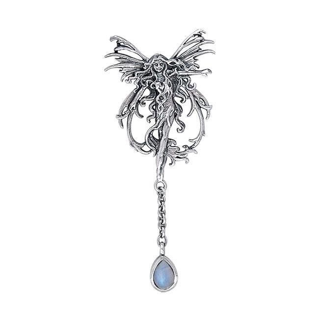 Fire Element Fairy Silver Pendant with Dangling Gem by Amy Brown TPD189