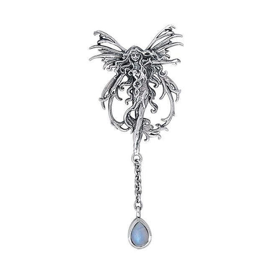 Fire Element Fairy Silver Pendant with Dangling Gem by Amy Brown TPD189