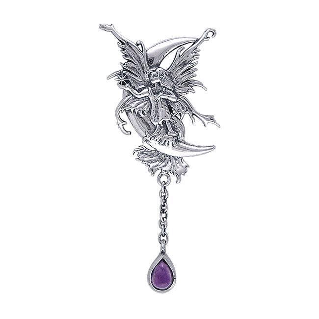 Stargazer Faery Silver Pendant with Dangling Gem TPD190