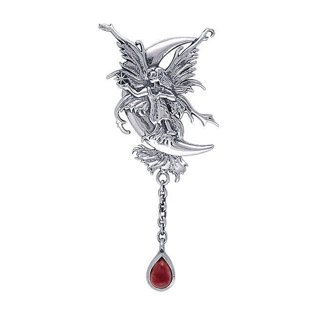 Stargazer Faery Silver Pendant with Dangling Gem TPD190