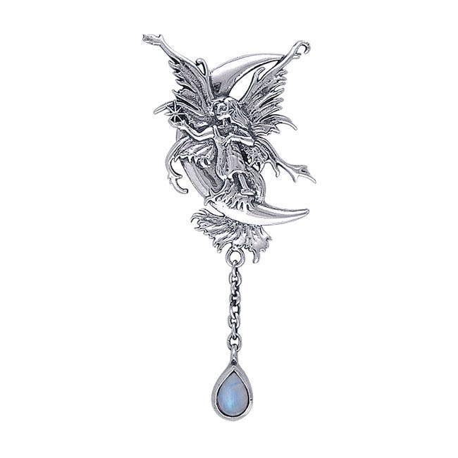 Stargazer Faery Silver Pendant with Dangling Gem TPD190