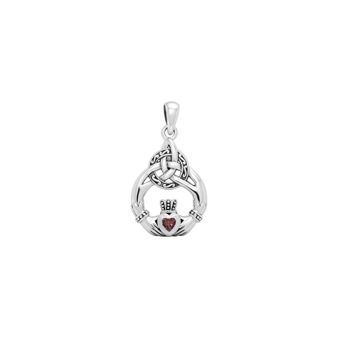 Celtic Triquetra with Claddagh Sterling Silver Pendant With Gem TPD2241
