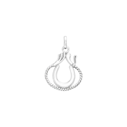 Western Lucky Horseshoe with Spur and Rope Sterling Silver Pendant TPD2246