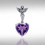 Elegance of the Earth Angel ~ Sterling Silver Jewelry Pendant with Heart-shaped Gemstones TPD2348