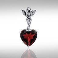 Elegance of the Earth Angel ~ Sterling Silver Jewelry Pendant with Heart-shaped Gemstones TPD2348