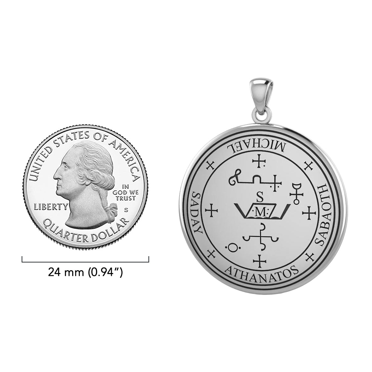 Sigil of the Archangel Michael Sterling Silver Plated over Solid Brass Pendant BPD2818*