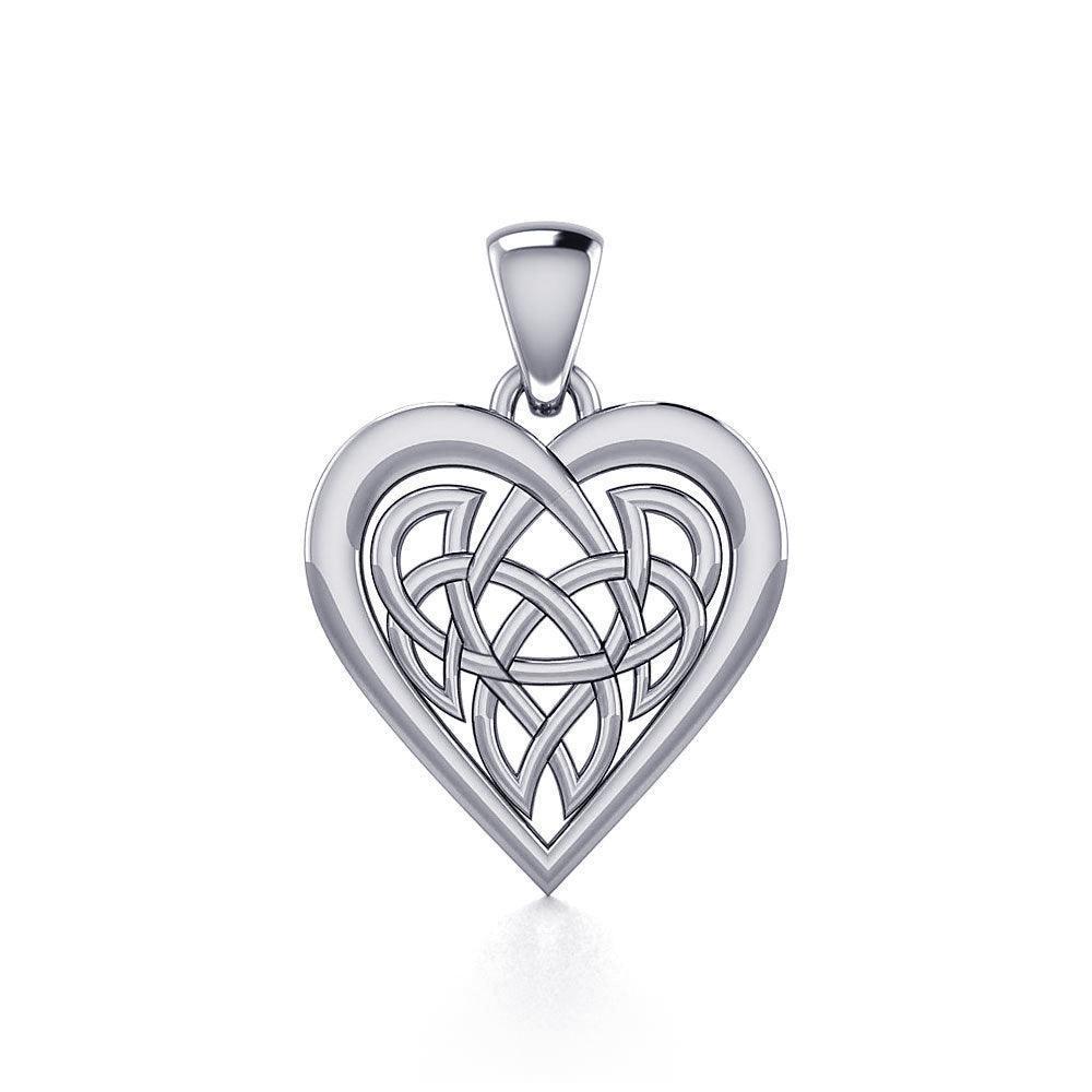Celtic Knot Heart Sterling Silver Pendant TPD3015
