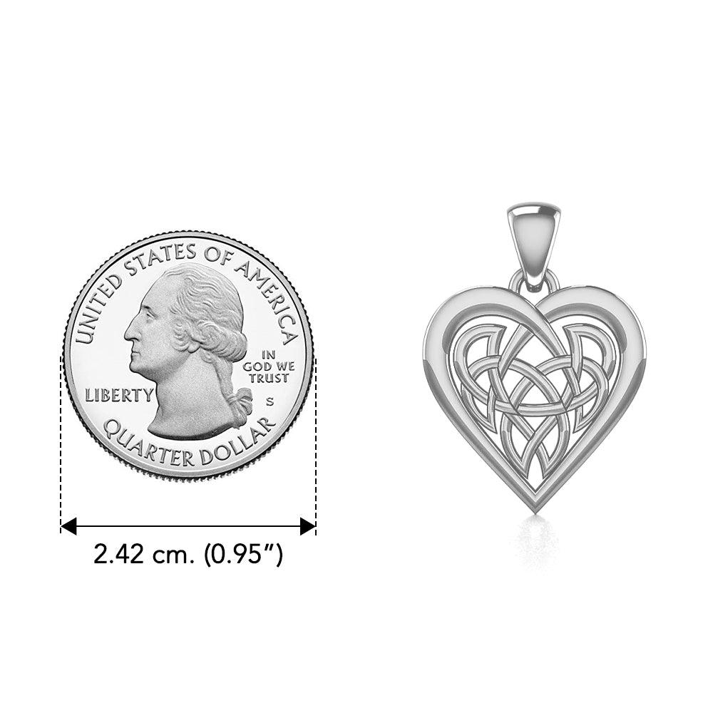 Celtic Knot Heart Sterling Silver Plated over Solid Brass Pendant BPD3015