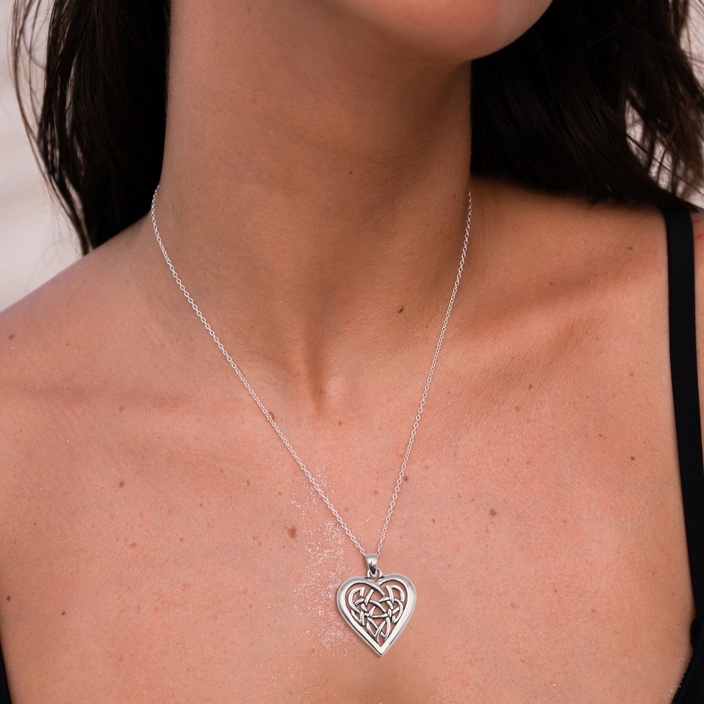 Celtic Knot Heart Sterling Silver Plated over Solid Brass Pendant BPD3015