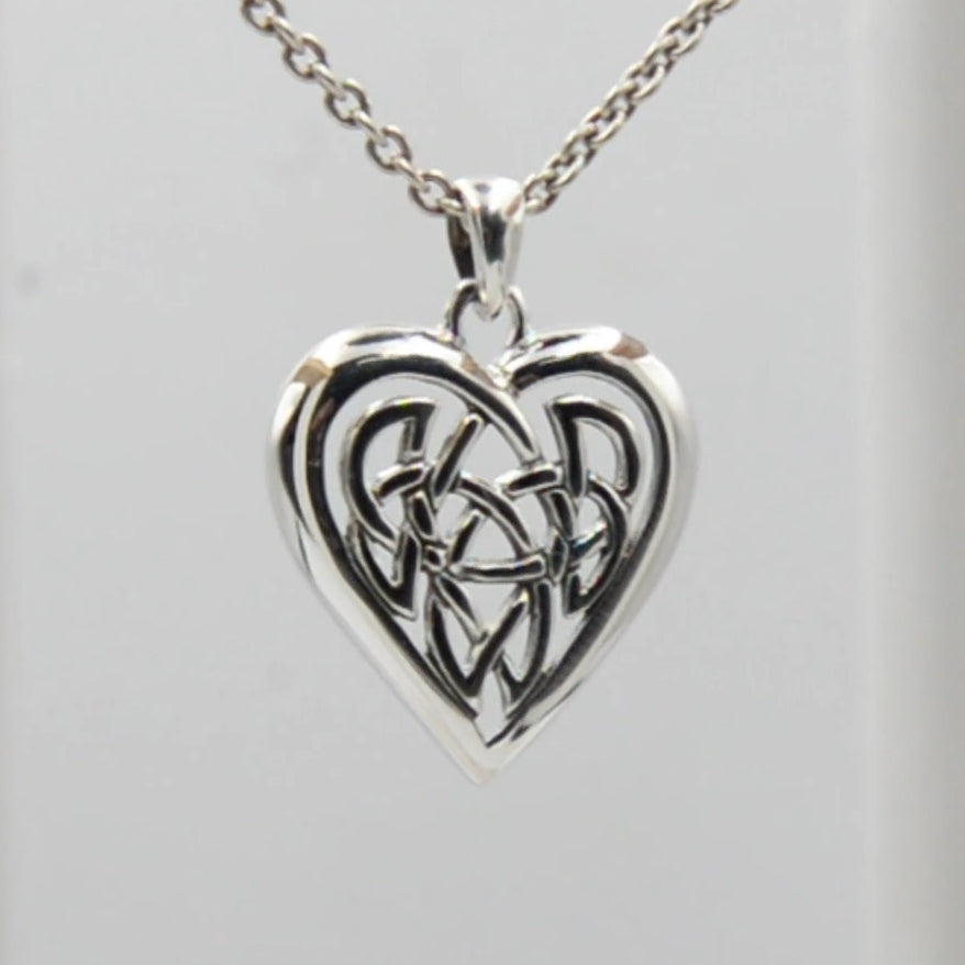 Celtic Knot Heart Sterling Silver Plated over Solid Brass Pendant BPD3015