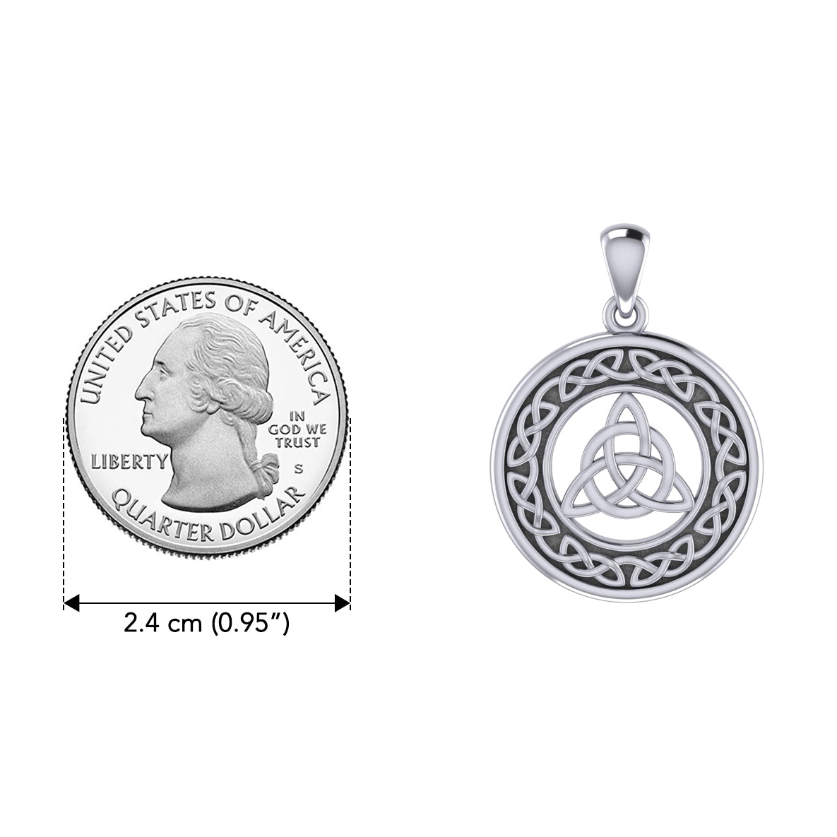 Medium Celtic Knot Triquetra Sterling Silver Pendant TPD3020