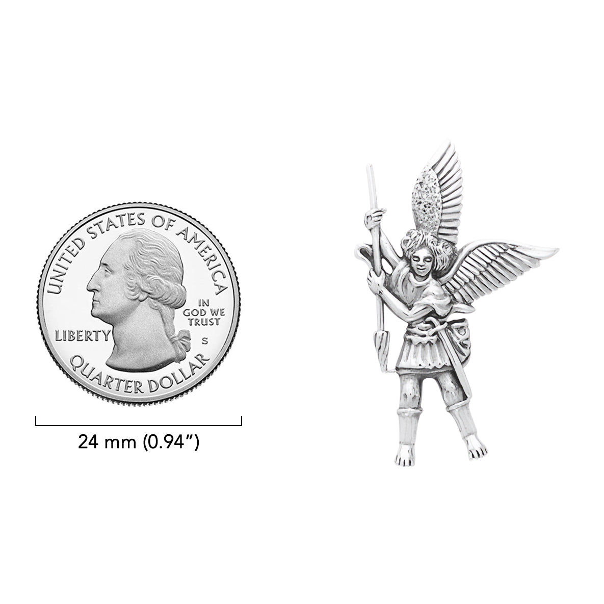 Archangel Michael Sterling Silver Pendant TPD3073