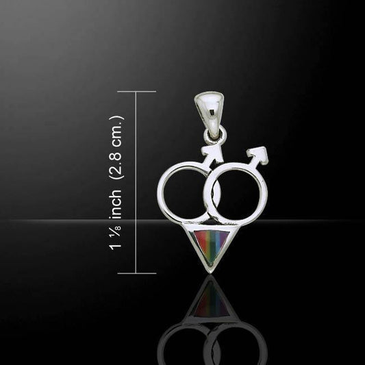 Two Men Rainbow Triangle Silver Pendant TPD308