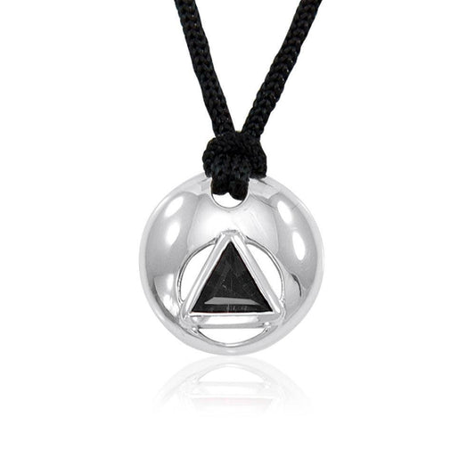 AA Symbol Silver Disk Pendant & Nylon cord TPD311 - peterstone.dropshipping