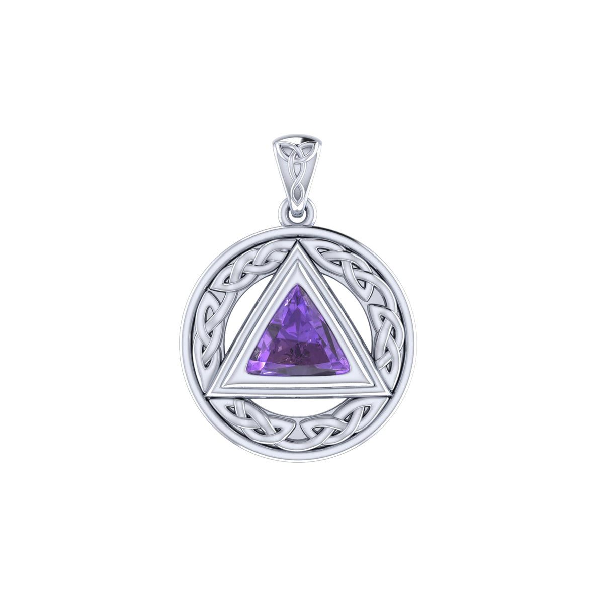 Pave the road to full healing ~ Celtic AA Symbol Sterling Silver Pendant with Gemstone TPD326